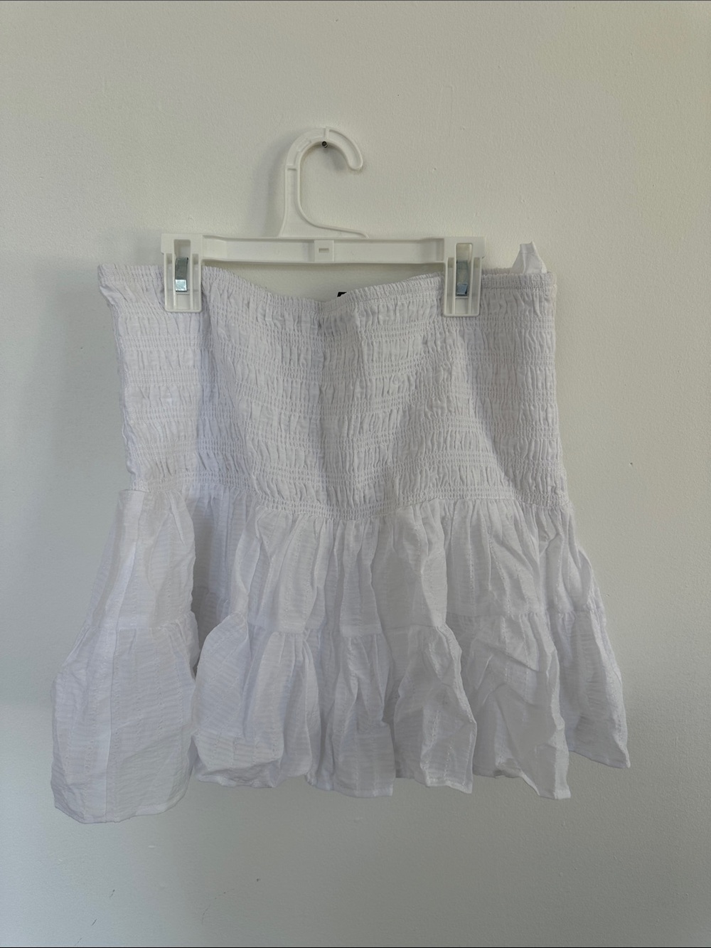 Dynamite White Smocked Ruffle Mini Skirt